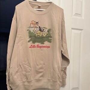 Disney Beige Sweatshirt XL Bambi and friend